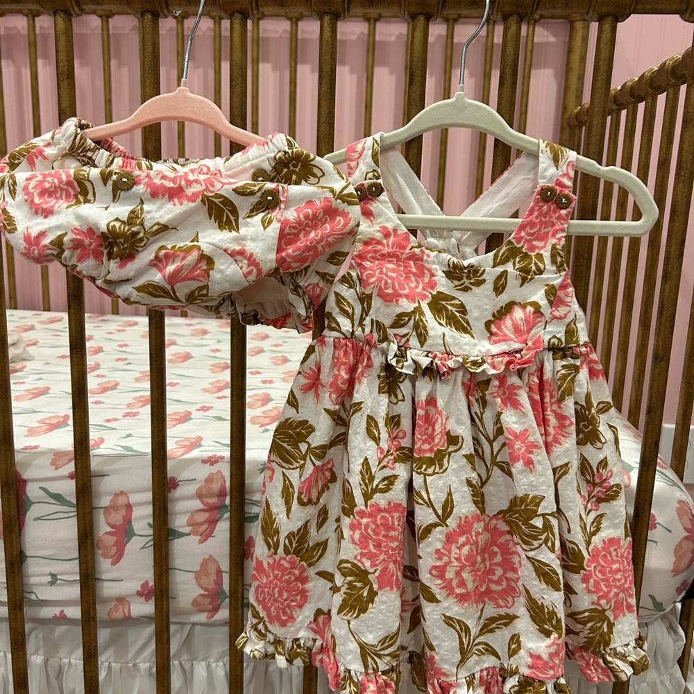 Pink Floral Baby Outfit